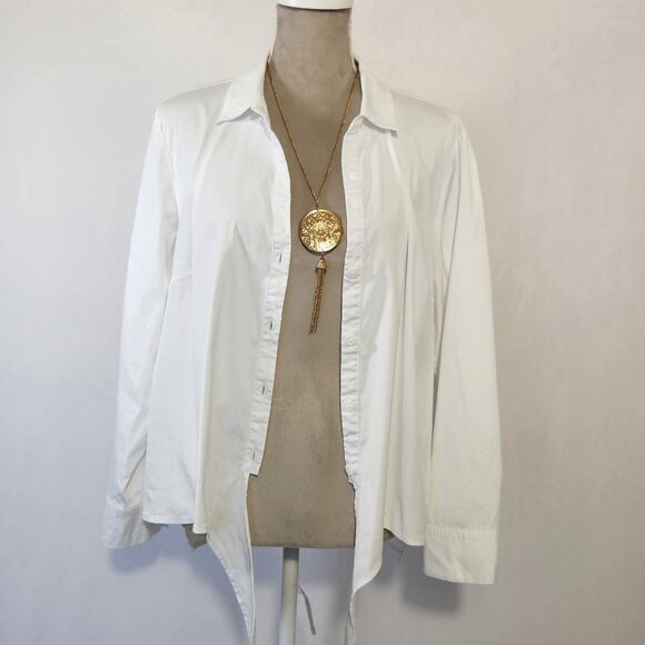 Habitat Clothes To Live In Size XL White V-Neck Button Down Tie Knot Front Top - Picture 3 of 16